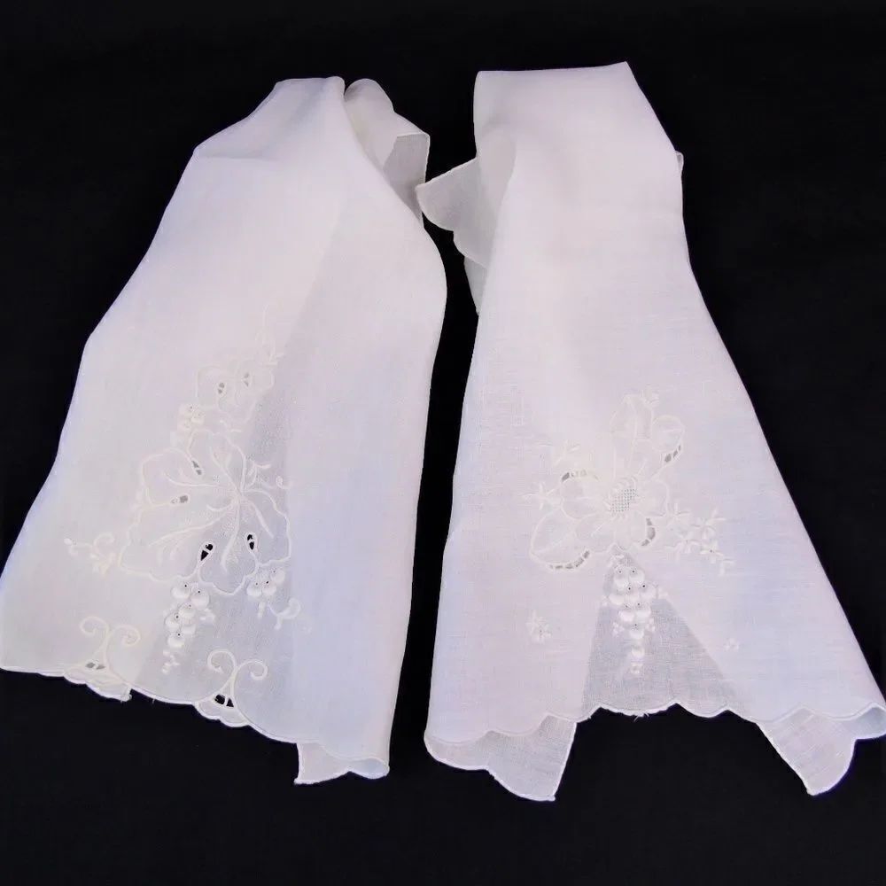 Vintage Tea Towels White on White Bridal Towels